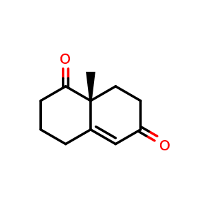Chemical structure of (R)-8a-methyl-3,4,8,8a-tetrahydronaphthalene-1,6(2H,7H)-dione , CAS 100348-93-4, AChemBlock X201140
