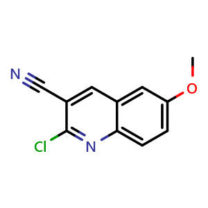 Chemical structure of 2-Chloro-6-methoxyquinoline-3-carbonitrile , CAS 101617-91-8, AChemBlock X201143