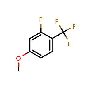 Chemical structure of 2-Fluoro-4-methoxy-1-(trifluoromethyl)benzene , CAS 1214344-33-8, AChemBlock X201170