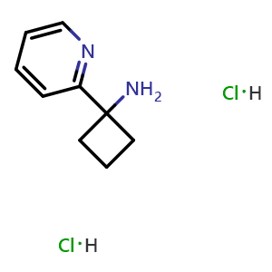 Chemical structure of 1-(Pyridin-2-yl)cyclobutan-1-amine dihydrochloride , CAS 1228879-44-4, AChemBlock X201173