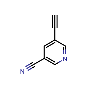 Chemical structure of 5-Ethynylnicotinonitrile , CAS 152803-05-9, AChemBlock X201194
