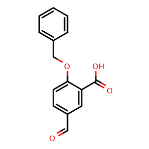 Chemical structure of 2-(Benzyloxy)-5-formylbenzoic acid , CAS 169209-25-0, AChemBlock X201197