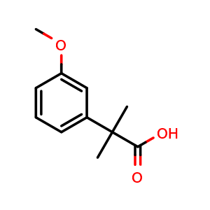 Chemical structure of 2-(3-Methoxyphenyl)-2-methylpropanoic acid , CAS 17653-94-0, AChemBlock X201200