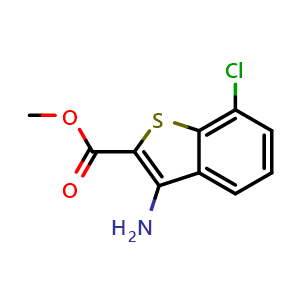 Chemical structure of Methyl 3-amino-7-chlorobenzo[b]thiophene-2-carboxylate , CAS 181283-33-0, AChemBlock X201201