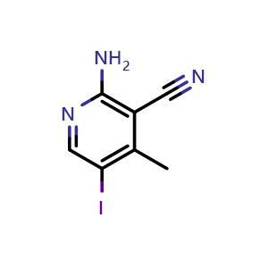 Chemical structure of 2-amino-5-iodo-4-methylnicotinonitrile , CAS 180995-02-2, AChemBlock X201204