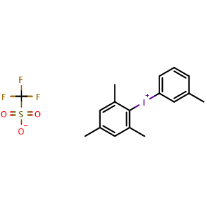 Chemical structure of (3-Methylphenyl)(2,4,6-trimethylphenyl)iodoniumTrifluoromethanesulfonate , CAS 197245-87-7, AChemBlock X201207