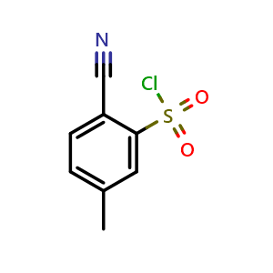 Chemical structure of 2-Cyano-5-methylbenzenesulfonyl chloride , CAS 197960-31-9, AChemBlock X201208