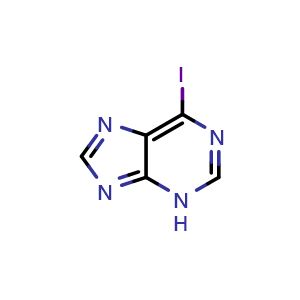 Chemical structure of 6-Iodo-3H-purine , CAS 2545-26-8, AChemBlock X201213