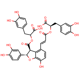 2-(((2S,3S)-4-((E)-3-((R)-1-carboxy-2-(3,4-dihydroxyphenyl)ethoxy)-3-oxoprop-1-en-1-yl)-2-(3,4-dihydroxyphenyl)-7-hydroxy-2,3-dihydrobenzofuran-3-carbonyl)oxy)-3-(3,4-dihydroxyphenyl)propanoic acid