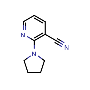 Chemical structure of 2-(Pyrrolidin-1-yl)nicotinonitrile , CAS 59025-38-6, AChemBlock X201233