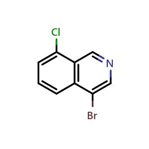 Chemical structure of 4-Bromo-8-chloroisoquinoline , CAS 1215767-86-4, AChemBlock X201239