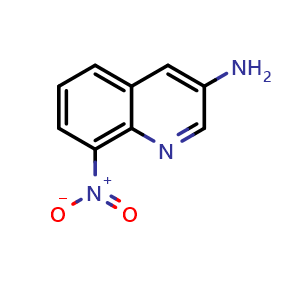 Chemical structure of 8-Nitroquinolin-3-amine , CAS 73868-15-2, AChemBlock X201240
