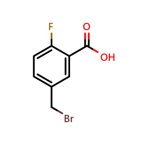 Chemical structure of 5-(Bromomethyl)-2-fluorobenzoic acid , CAS 773100-76-8, AChemBlock X201244