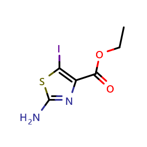 Chemical structure of ethyl 2-amino-5-iodothiazole-4-carboxylate , CAS 860646-12-4, AChemBlock X201248