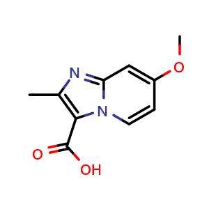 Chemical structure of 7-Methoxy-2-methylimidazo[1,2-a]pyridine-3-carboxylic acid , CAS 854515-83-6, AChemBlock X201250