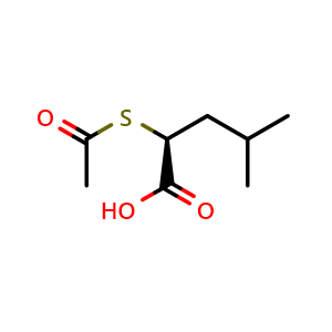 Chemical structure of (S)-2-(acetylthio)-4-methylpentanoic acid , CAS 122999-39-7, AChemBlock X201251