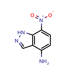 Chemical structure of 7-Nitro-1H-indazol-4-amine , CAS 918961-25-8, AChemBlock X201258