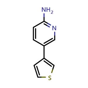 Chemical structure of 5-(Thiophen-3-yl)pyridin-2-amine , CAS 892282-90-5, AChemBlock X201263