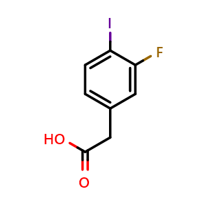 Chemical structure of 2-(3-Fluoro-4-iodophenyl)acetic acid , CAS 1261874-58-1, AChemBlock X201272