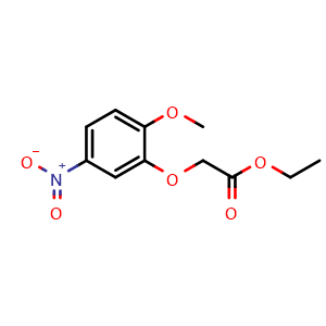 Chemical structure of Ethyl 2-(2-methoxy-5-nitrophenoxy)acetate , CAS 162155-38-6, AChemBlock X201274