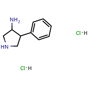 Chemical structure of 4-Phenylpyrrolidin-3-amine dihydrochloride , CAS 94032-92-5, AChemBlock X201295
