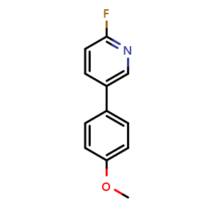 Chemical structure of 2-Fluoro-5-(4-methoxyphenyl)pyridine , CAS 444120-93-8, AChemBlock X201321