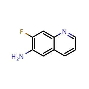 Chemical structure of 7-Fluoroquinolin-6-amine , CAS 2102411-80-1, AChemBlock X201340