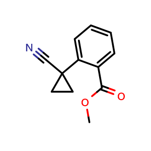 Chemical structure of Methyl 2-(1-cyanocyclopropyl)benzoate , CAS 1314714-60-7, AChemBlock X201341