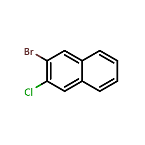 Chemical structure of 2-Bromo-3-chloronaphthalene , CAS 71436-67-4, AChemBlock X201344