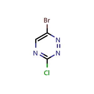 Chemical structure of 6-Bromo-3-chloro-1,2,4-triazine , CAS 1260672-35-2, AChemBlock X201364