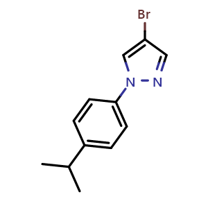 Chemical structure of 4-Bromo-1-(4-isopropylphenyl)-1H-pyrazole , CAS 1784189-46-3, AChemBlock X201378