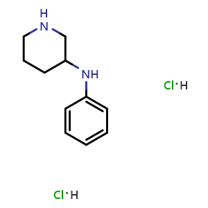 Chemical structure of N-Phenylpiperidin-3-amine dihydrochloride , CAS 2751621-53-9, AChemBlock X201381