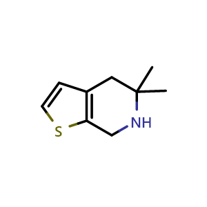 Chemical structure of 5,5-Dimethyl-4,5,6,7-tetrahydrothieno[2,3-c]pyridine , CAS 189019-45-2, AChemBlock X201384
