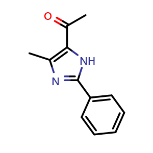 Chemical structure of 1-(4-Methyl-2-phenyl-1H-imidazol-5-yl)ethanone , CAS 28824-91-1, AChemBlock X201386