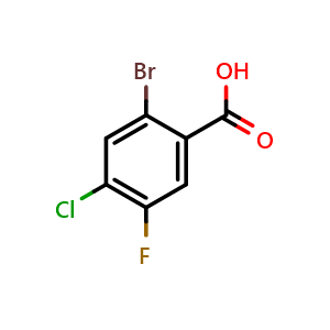 Chemical structure of 2-Bromo-4-chloro-5-fluorobenzoic acid , CAS 157165-24-7, AChemBlock X201389