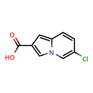 Chemical structure of 6-Chloroindolizine-2-carboxylic acid , CAS 1206974-04-0, AChemBlock X201392