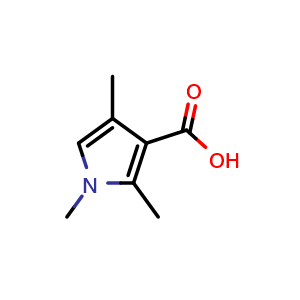 Chemical structure of 1,2,4-Trimethyl-1H-pyrrole-3-carboxylic acid , CAS 71959-94-9, AChemBlock X201396