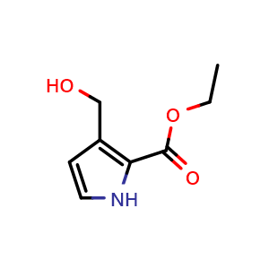 Chemical structure of Ethyl 3-(hydroxymethyl)-1H-pyrrole-2-carboxylate , CAS 75448-69-0, AChemBlock X201398