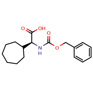 Chemical structure of (S)-2-(((Benzyloxy)carbonyl)amino)-2-cycloheptylacetic acid , CAS 2350396-27-7, AChemBlock X201404