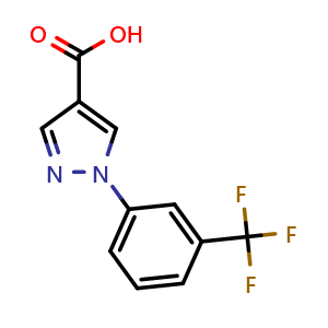Chemical structure of 1-(3-(Trifluoromethyl)phenyl)-1H-pyrazole-4-carboxylic acid , CAS 75815-75-7, AChemBlock X201412