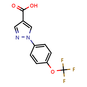 Chemical structure of 1-(4-(Trifluoromethoxy)phenyl)-1H-pyrazole-4-carboxylic acid , CAS 1260676-31-0, AChemBlock X201414