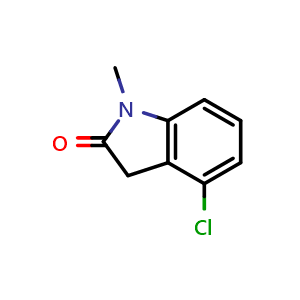 Chemical structure of 4-Chloro-1-methylindolin-2-one , CAS 158719-40-5, AChemBlock X201419