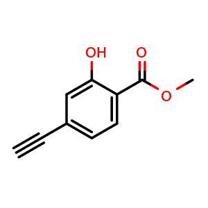 Chemical structure of Methyl 4-ethynyl-2-hydroxybenzoate , CAS 216443-97-9, AChemBlock X201425