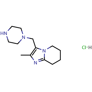 Chemical structure of 2-Methyl-3-(piperazin-1-ylmethyl)-5,6,7,8-tetrahydroimidazo[1,2-a]pyridine hydrochloride , CAS 2832911-69-8, AChemBlock X201441