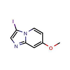 Chemical structure of 3-Iodo-7-methoxyimidazo[1,2-a]pyridine , CAS 1036990-97-2, AChemBlock X201445