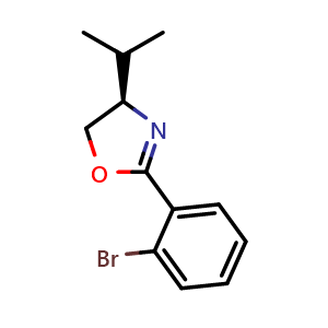 Chemical structure of (R)-2-(2-bromophenyl)-4-isopropyl-4,5-dihydrooxazole , CAS 321848-65-1, AChemBlock X201460