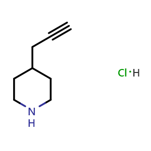 Chemical structure of 4-(Prop-2-yn-1-yl)piperidine hydrochloride , CAS 2172188-51-9, AChemBlock X201490