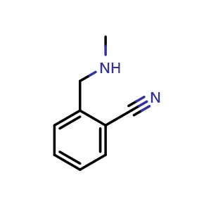 Chemical structure of 2-((Methylamino)methyl)benzonitrile , CAS 860751-77-5, AChemBlock X201497