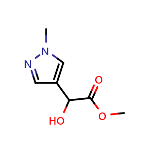 Chemical structure of Methyl 2-hydroxy-2-(1-methyl-1H-pyrazol-4-yl)acetate , CAS 1251328-64-9, AChemBlock X201499