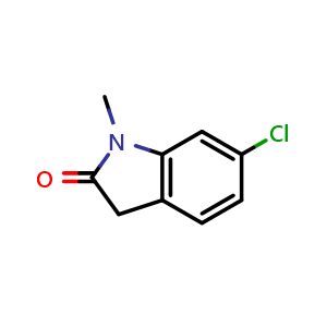 Chemical structure of 6-Chloro-1-methylindolin-2-one , CAS 156136-55-9, AChemBlock X201506